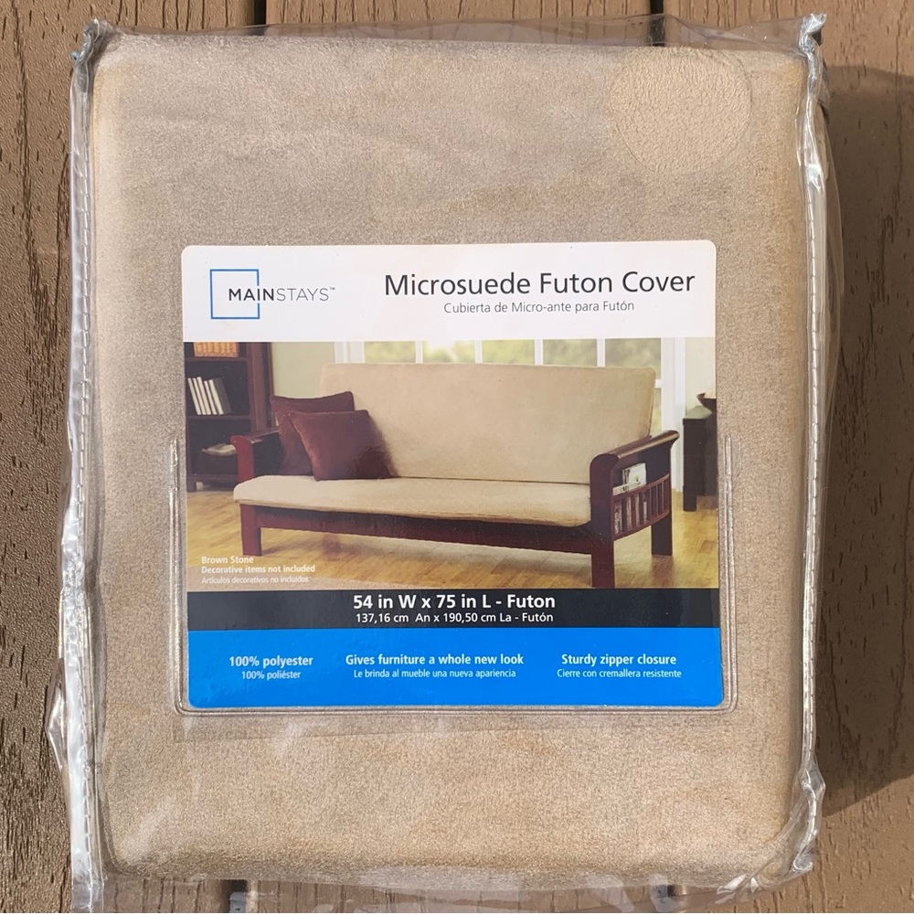 🆕MAINSTAYS MICROSUEDE FUTON COVER 54”W x 75”L NEW IN ORIG PACKAGE BROWN STONE